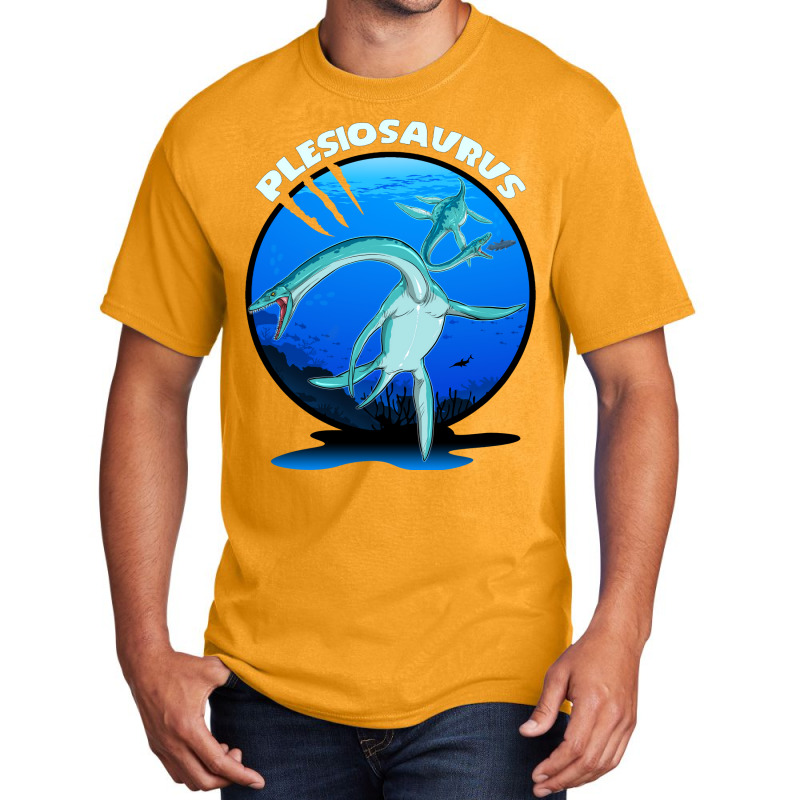 Plesiosaurus Prehistoric With Background Nostalgia Basic T-shirt | Artistshot