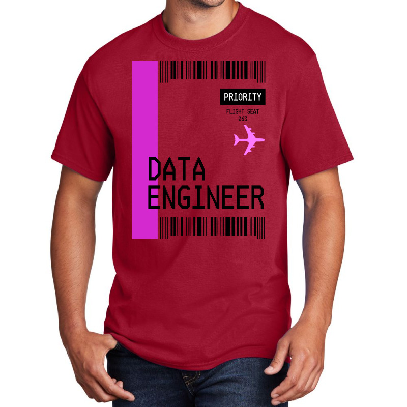 Plane Ticket Pocket Design Data Engineer Retro Basic T-shirt | Artistshot