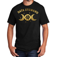 Data Steward Boho Moon Wild Rose Golden Design Basic T-shirt | Artistshot