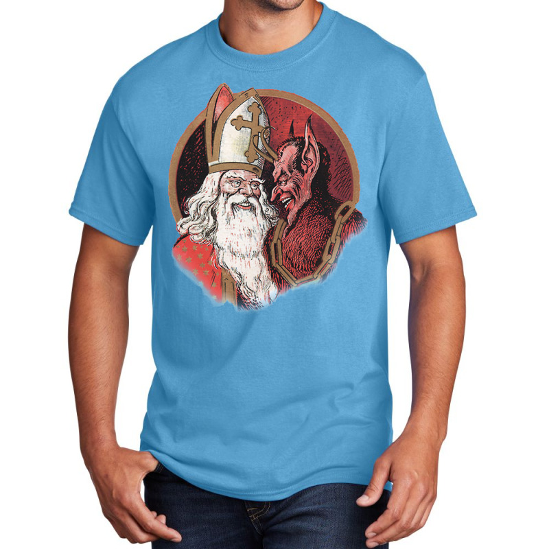 Krampus And Santa Christmas  (1) Basic T-shirt by hafeesoesoeq | Artistshot