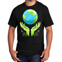 Two Hands Holding The Earth For Earth Day Travel Basic T-shirt | Artistshot