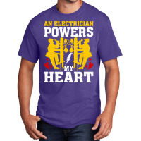 An Electrician Powers My Heart Stars Basic T-shirt | Artistshot