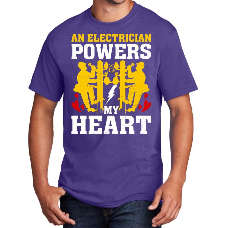 An Electrician Powers My Heart Stars Basic T-shirt | Artistshot