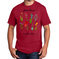 Plant These Save The Bees Watercolor Wildflowers 7 Basic T-shirt | Artistshot