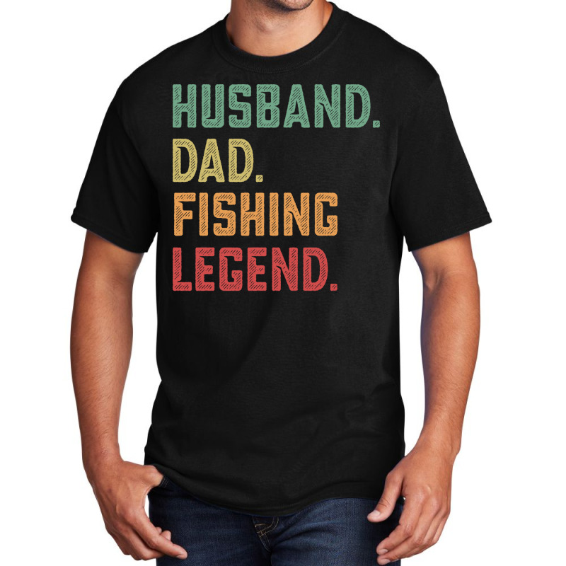 Husband Dad Fishing Legend Fisher 70s Basic T-shirt by orriabijli6 | Artistshot