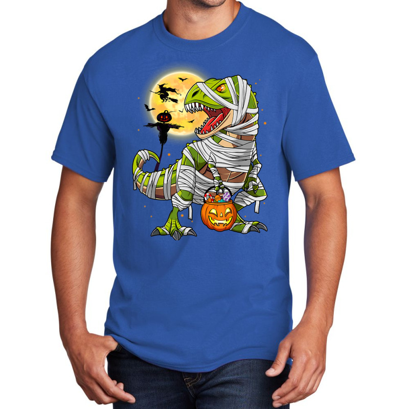 Dinosaur T Rex Mummy Pumpkin With Moon Halloween C Basic T-shirt | Artistshot