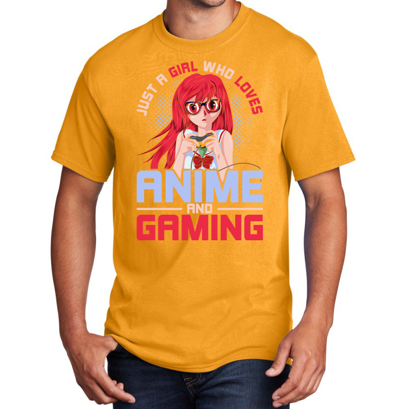 Just A Girl Who Loves Anime And Gaming Music Basic T-shirt by inkidimerk | Artistshot