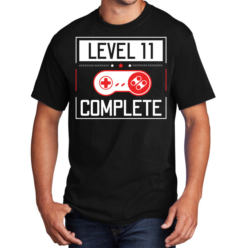 Level 11 Complete 11th Birthday Year Old Gamer Gif Basic T-shirt | Artistshot