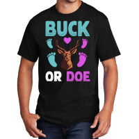 Buck Or Doe Gender Reveal Matching Ba Blue Nature Basic T-shirt | Artistshot