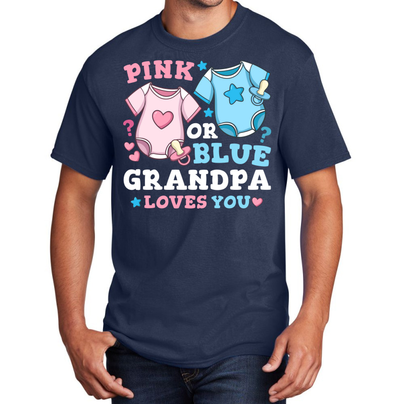 Gender Reveal Grandpa Pink Or Blue Nostalgia Basic T-shirt | Artistshot