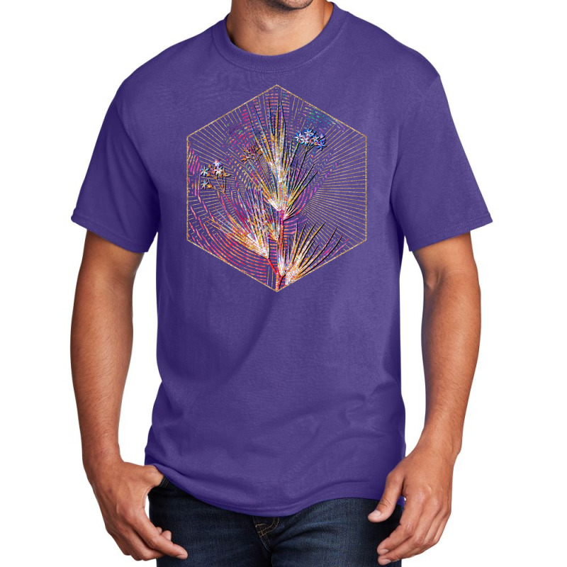 Blue Stars Floral Rainbow Mosaic Humor Basic T-shirt | Artistshot