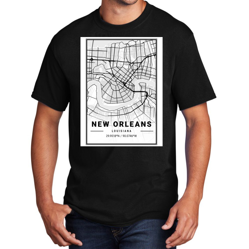 New Orleans City Map Basic T-shirt | Artistshot