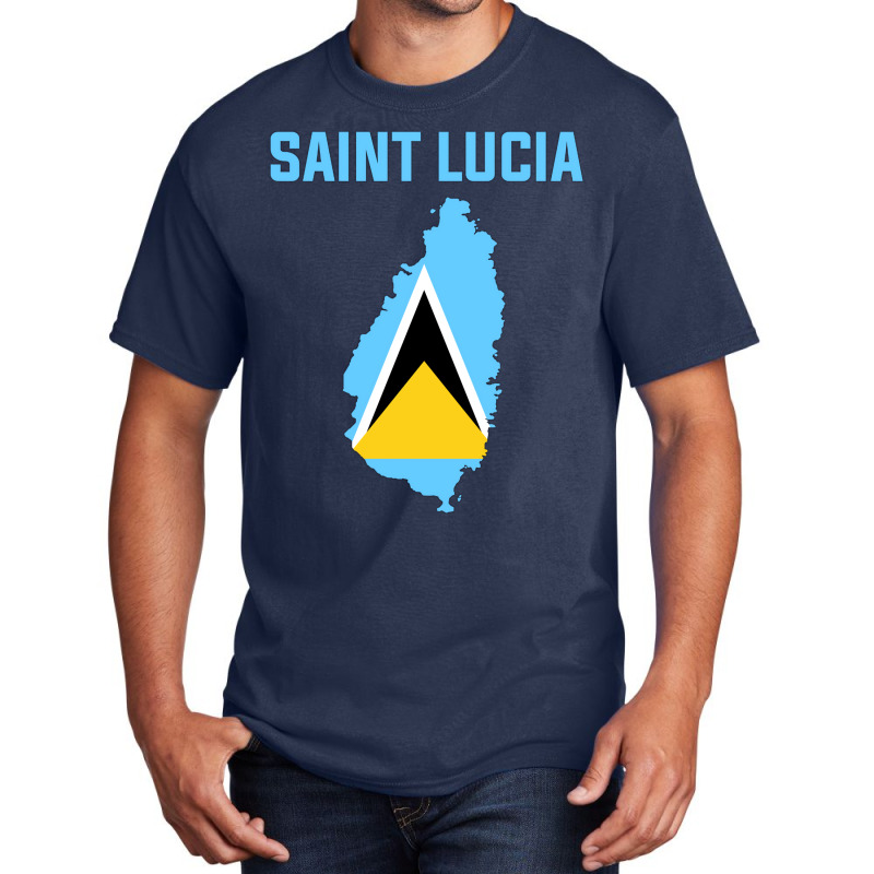 Saint Lucian Flag Inside Map Of Saint Lucia Vintag Basic T-shirt | Artistshot