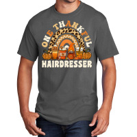 One Thankful Hairdresser Thanksgiving Rainbow Leop Basic T-shirt | Artistshot