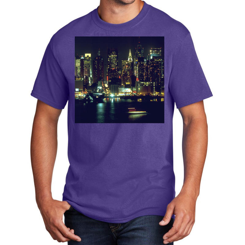 New York City Night Skyline Art Photo Basic T-shirt | Artistshot