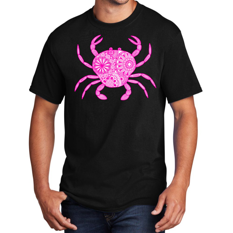 Mandala Crab Pink And White Yellow Basic T-shirt | Artistshot