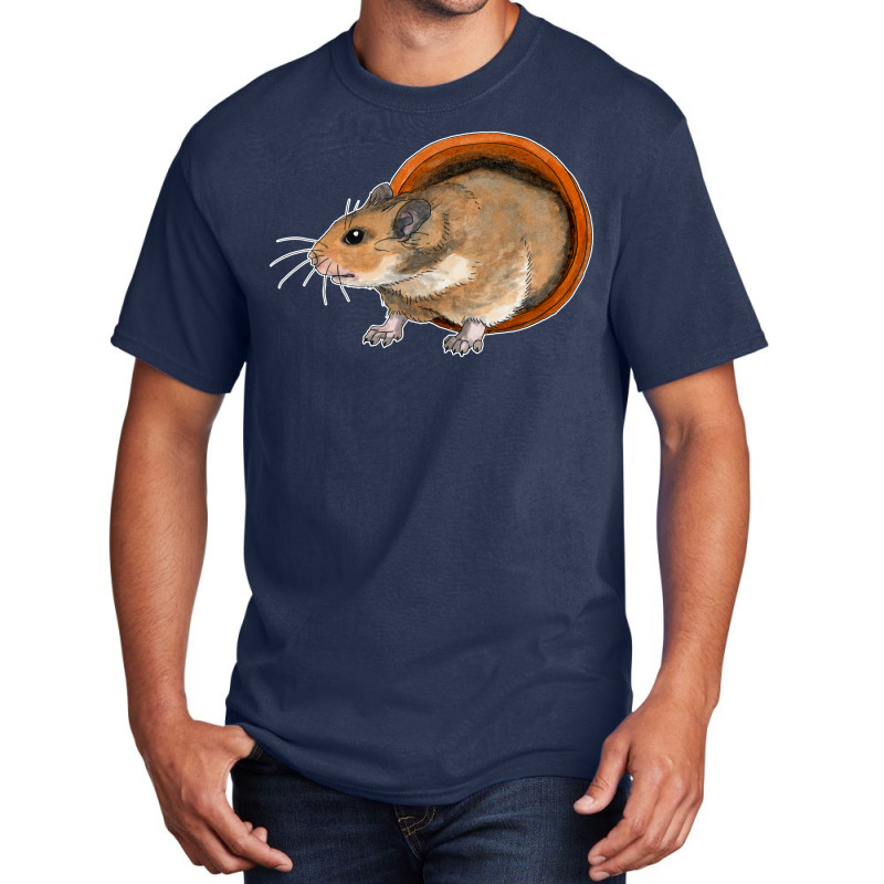 Golden Hamster In A Flower Pot Nature Basic T-shirt by cupzchewl | Artistshot