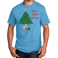 Techy Holiday Blue Basic T-shirt | Artistshot