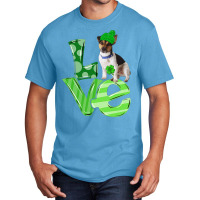 Love Rat Terrier Dog Shamrock Leaf St Patrick Day Basic T-shirt | Artistshot