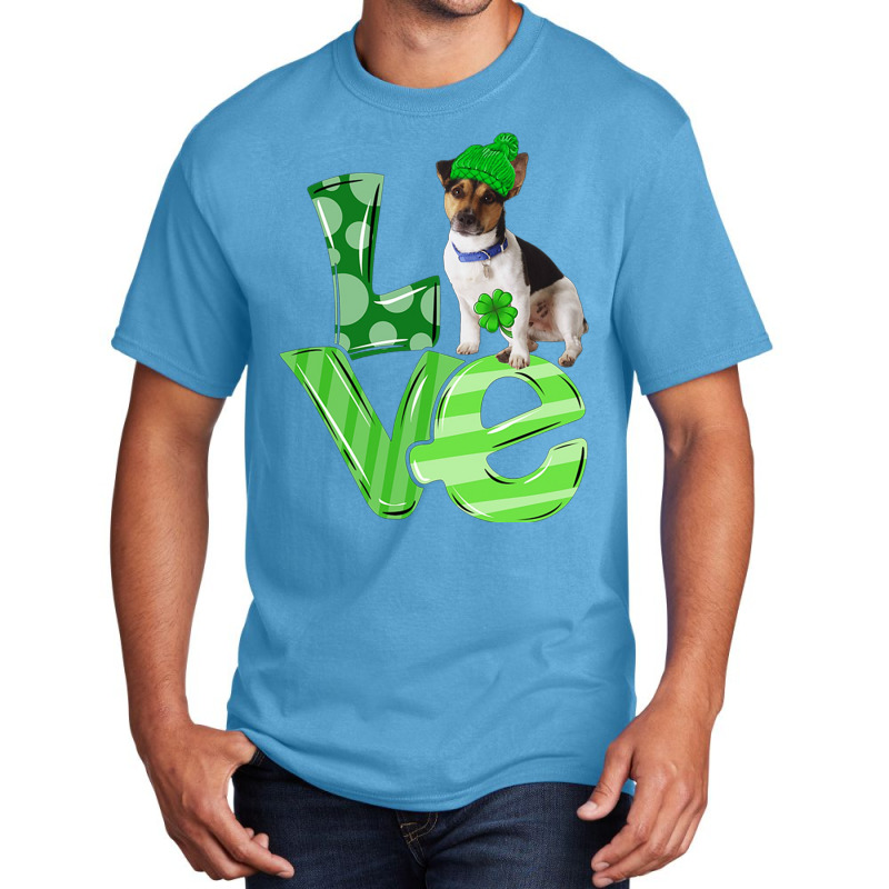 Love Rat Terrier Dog Shamrock Leaf St Patrick Day Basic T-shirt | Artistshot