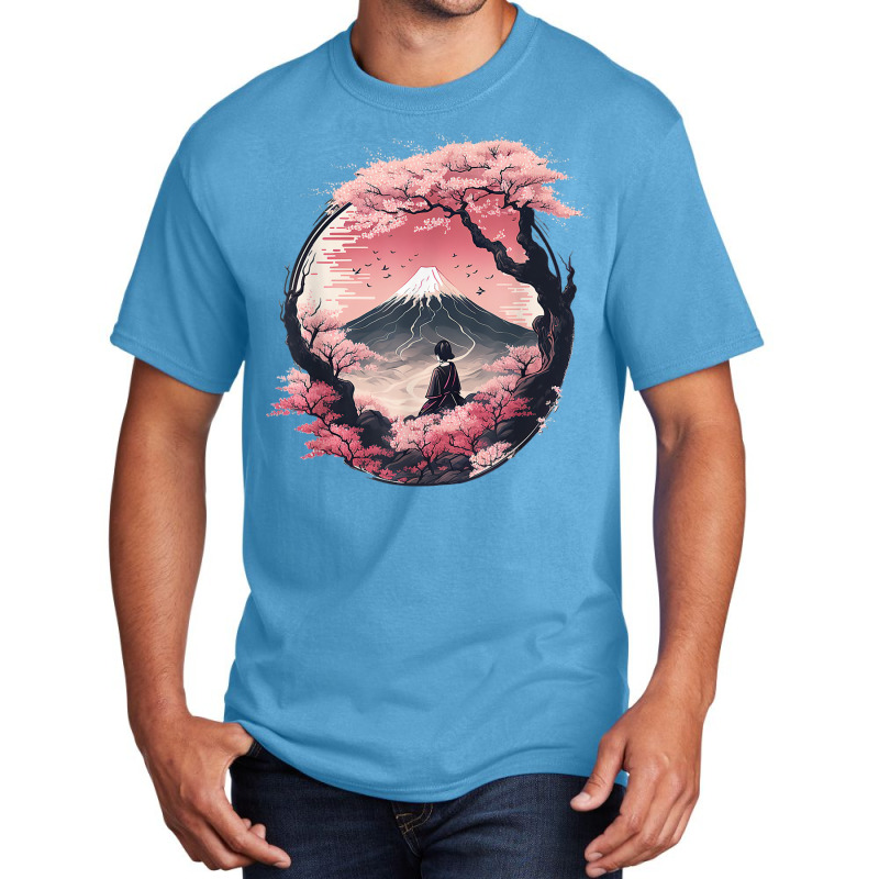 Mount Fuji Cherry Blossoms Geisha Japanese Garden Basic T-shirt | Artistshot