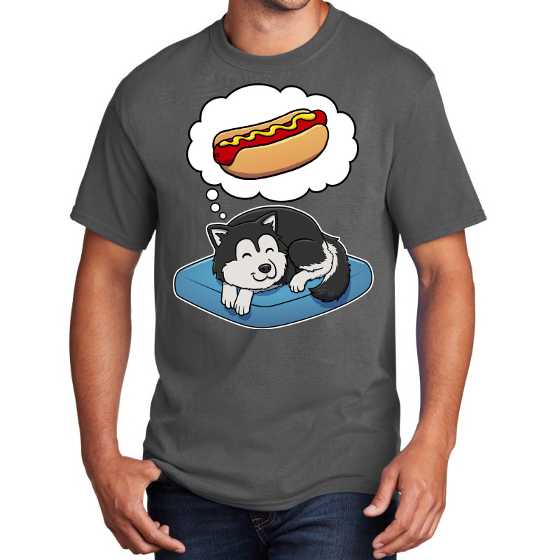 Alaskan Malamute Dreaming About Hotdogs Summer Basic T-shirt | Artistshot