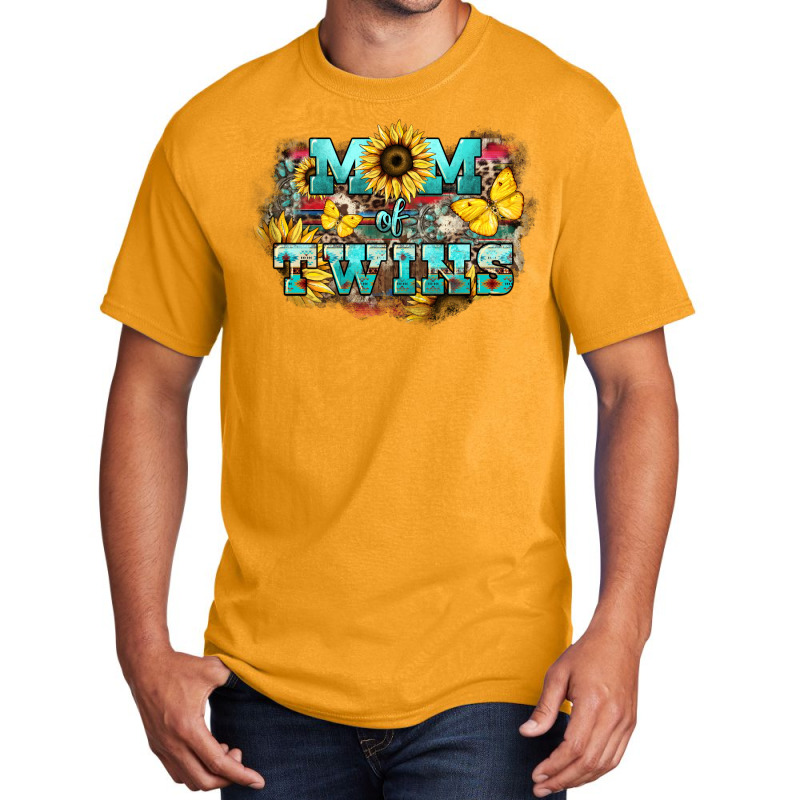 Mom Of Twins Sunflower Mothers Day Basic T-shirt | Artistshot