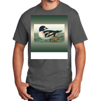 Common Goldeneye Duck Birder Antique Look Birding Basic T-shirt | Artistshot