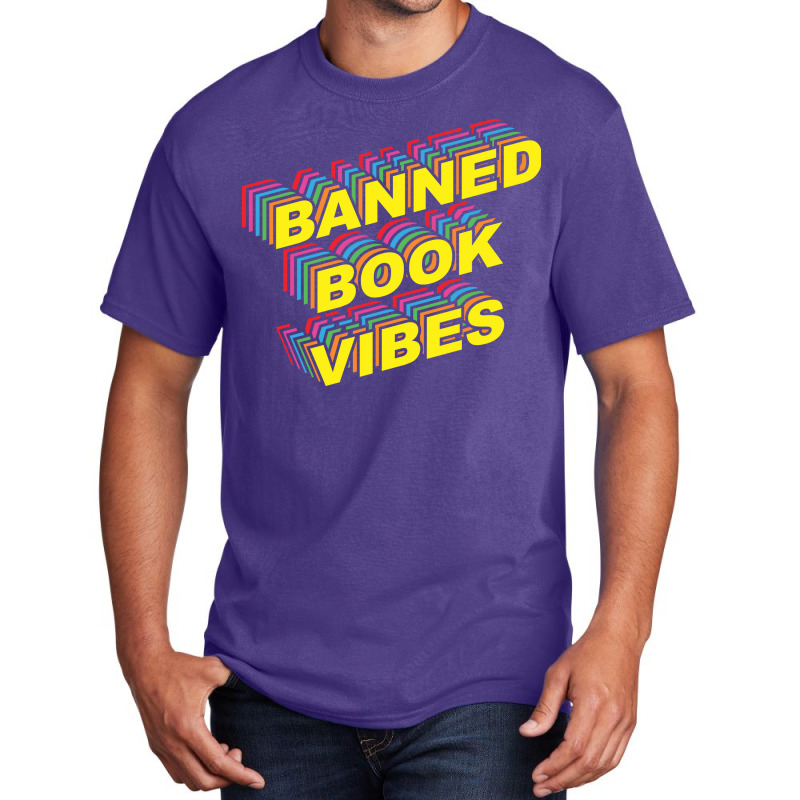 Banned Book Vibes Vintage Rainbow Funny Basic T-shirt by alheklupsm | Artistshot