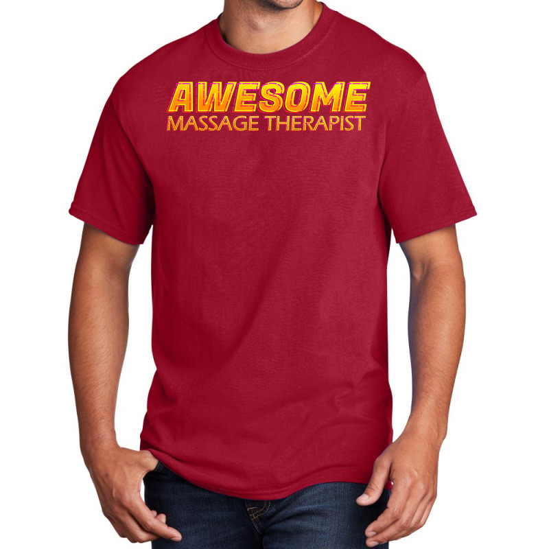 Awesome Massage Therapist Neon Text Sign Typograph Basic T-shirt by gawuanafulz | Artistshot