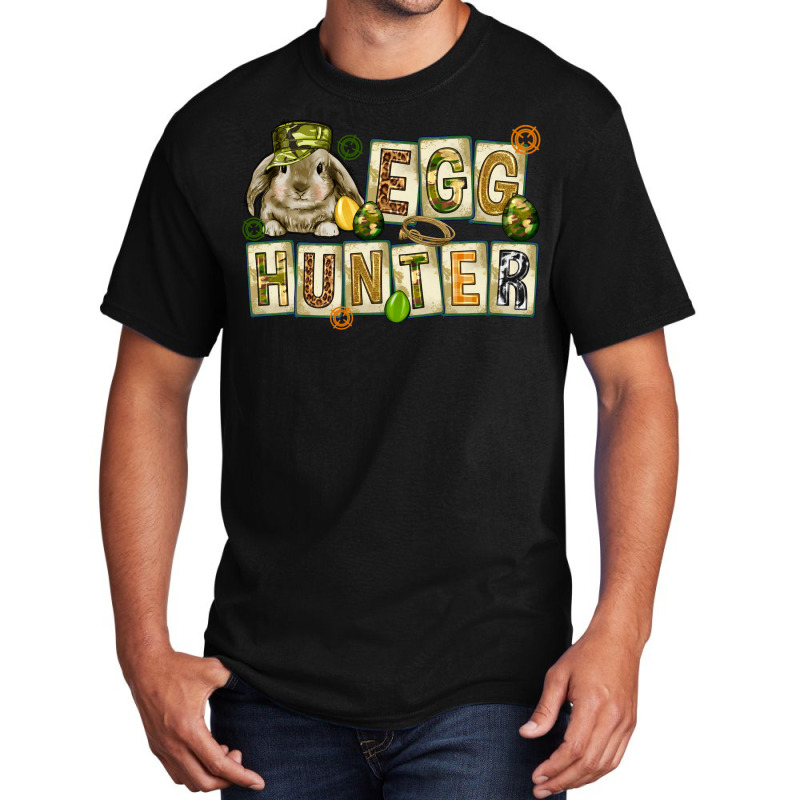 Egg Hunter With Plate Letters Easter Day Basic T-shirt | Artistshot