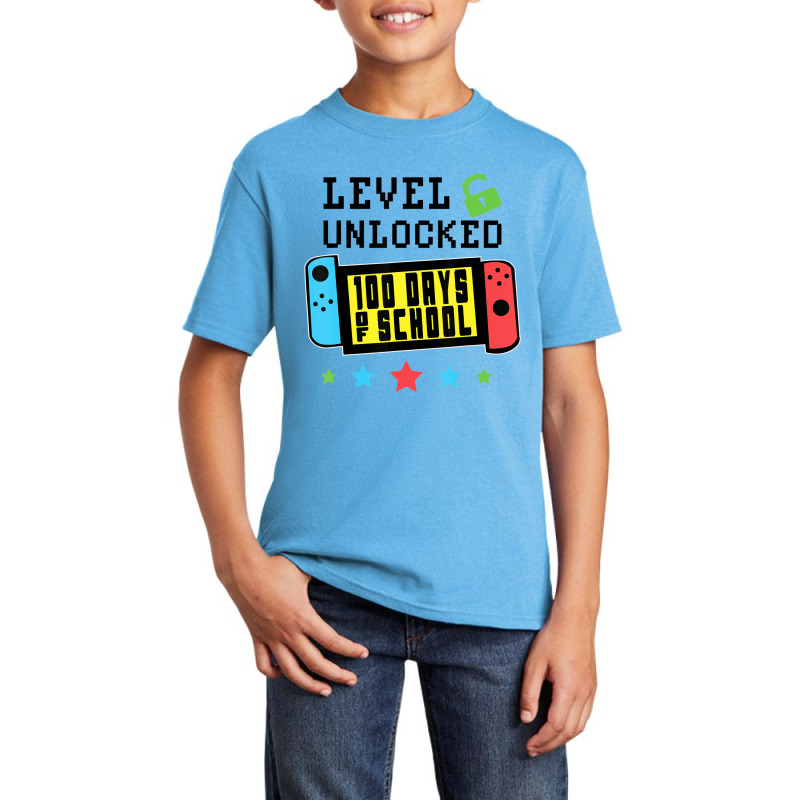 Level Unlocked 100 Days Of School Gamer Graphic Ar Basic Youth T-shirt by krumsiek | Artistshot