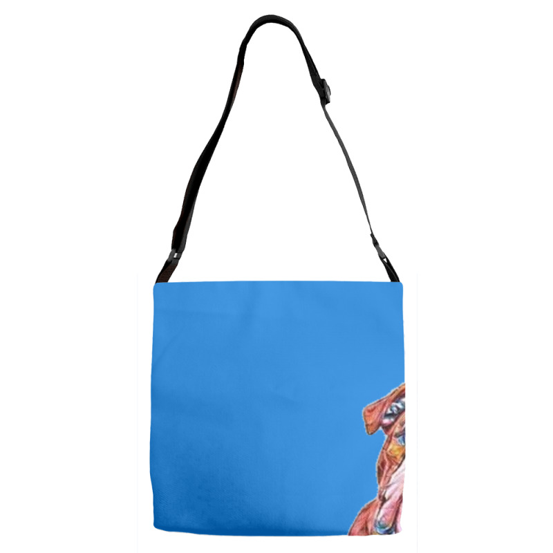 A Cute Bulldog Sitting And Lo Adjustable Strap Totes | Artistshot