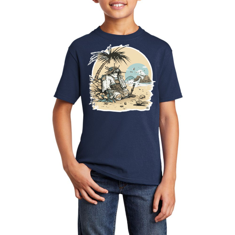 Samurai Chilling In Beach Basic Youth T-shirt by SeanMcneil | Artistshot