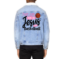 This Girl Runs On Jesus And Basketball Unisex Sherpa-lined Denim Jacket | Artistshot