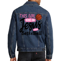 This Girl Runs On Jesus And Basketball Men Denim Jacket | Artistshot