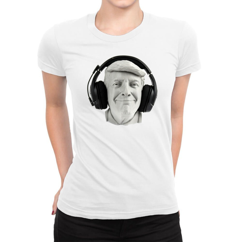 Smiling Trump Headphone Ladies Fitted T-Shirt by Ifa Uyainah | Artistshot