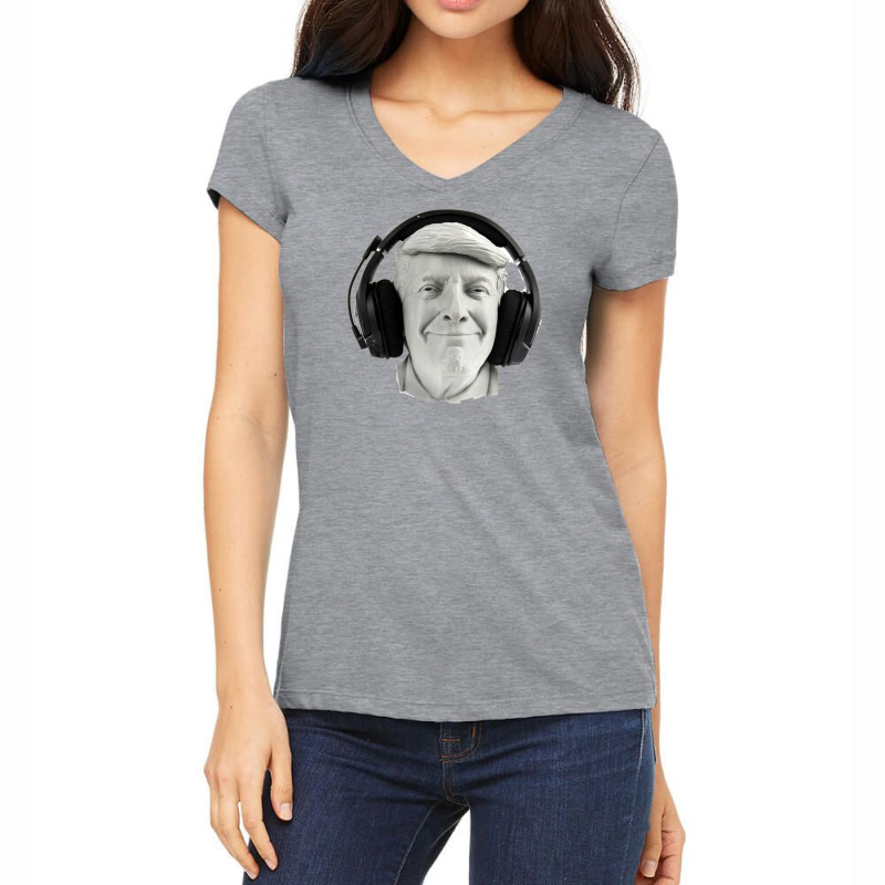 Smiling Trump Headphone Women's V-Neck T-Shirt by Ifa Uyainah | Artistshot