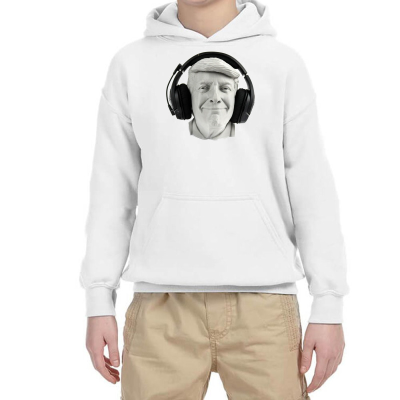 Smiling Trump Headphone Youth Hoodie | Artistshot