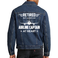 Retired But Always An Airline Captain At Heart Men Denim Jacket | Artistshot