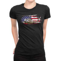 Uh 1 Huey Helicopter American Flag Usa Ladies Fitted T-shirt | Artistshot