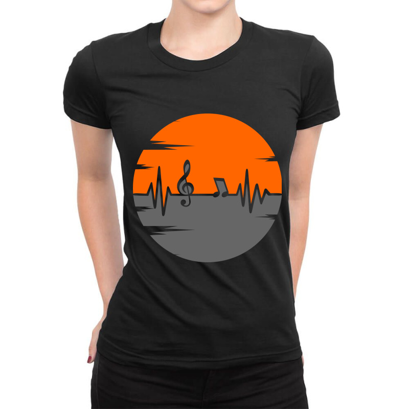 Music Pulse Heartbeat Note Ladies Fitted T-Shirt by Amitabart | Artistshot