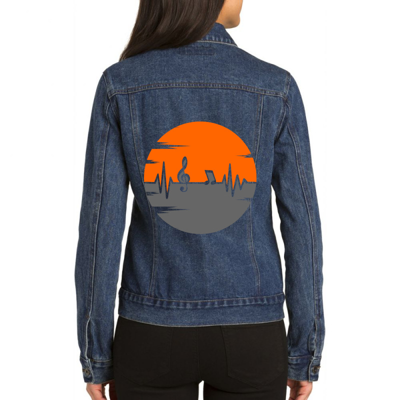 Music Pulse Heartbeat Note Ladies Denim Jacket by Amitabart | Artistshot