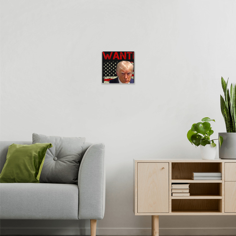 Wanted Donald Trump For President 2024 Usa Flag Metal Print Square | Artistshot