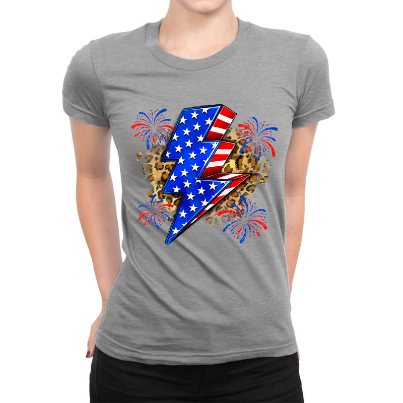 American Lightning Bolt Ladies Fitted T-Shirt by Zillion Design Studio | Artistshot