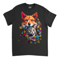 Cat And Dog In Flowers Classic T-shirt | Artistshot