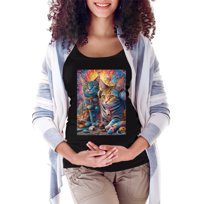 Cats Headphone Maternity Scoop Neck T-shirt by squall | Artistshot