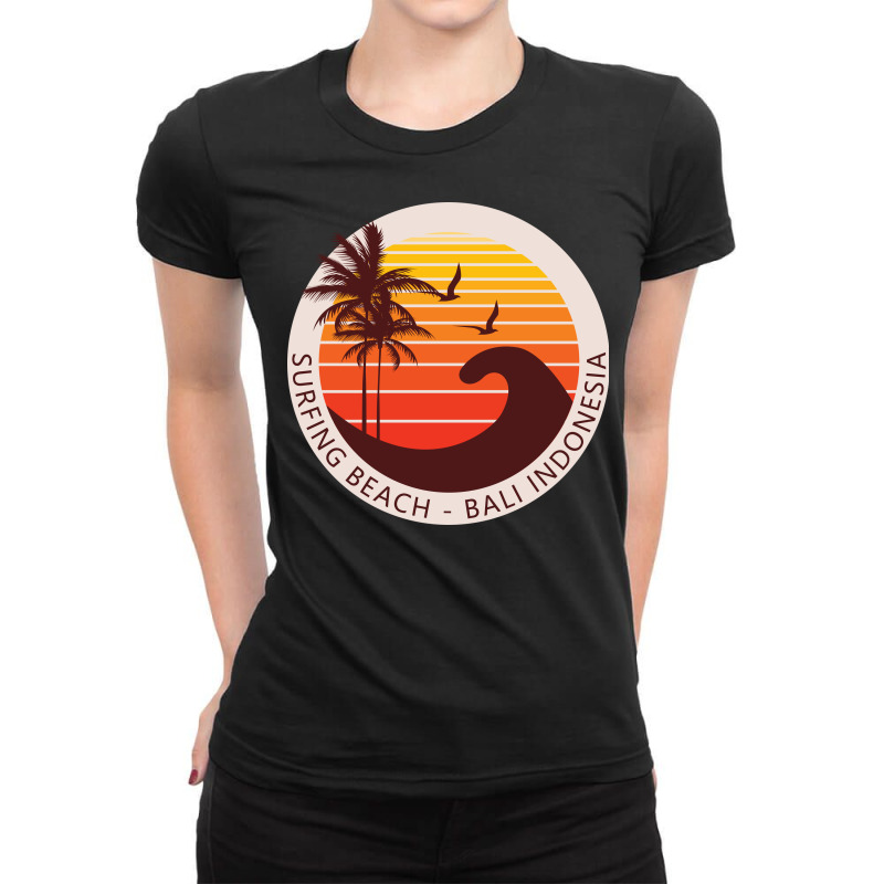 Beach Surfing In Bali, Indonesia Ladies Fitted T-Shirt by Jhanafi | Artistshot