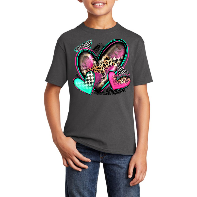 Race Hearts Basic Youth T-shirt by Zillion Design Studio | Artistshot