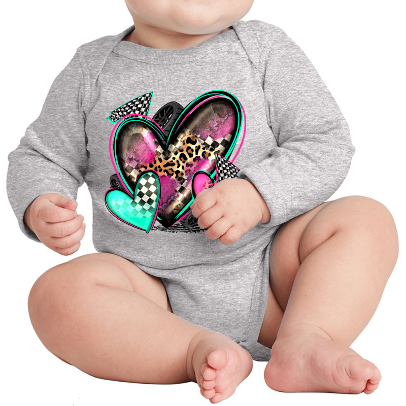 Race Hearts Long Sleeve Baby Bodysuit by Zillion Design Studio | Artistshot